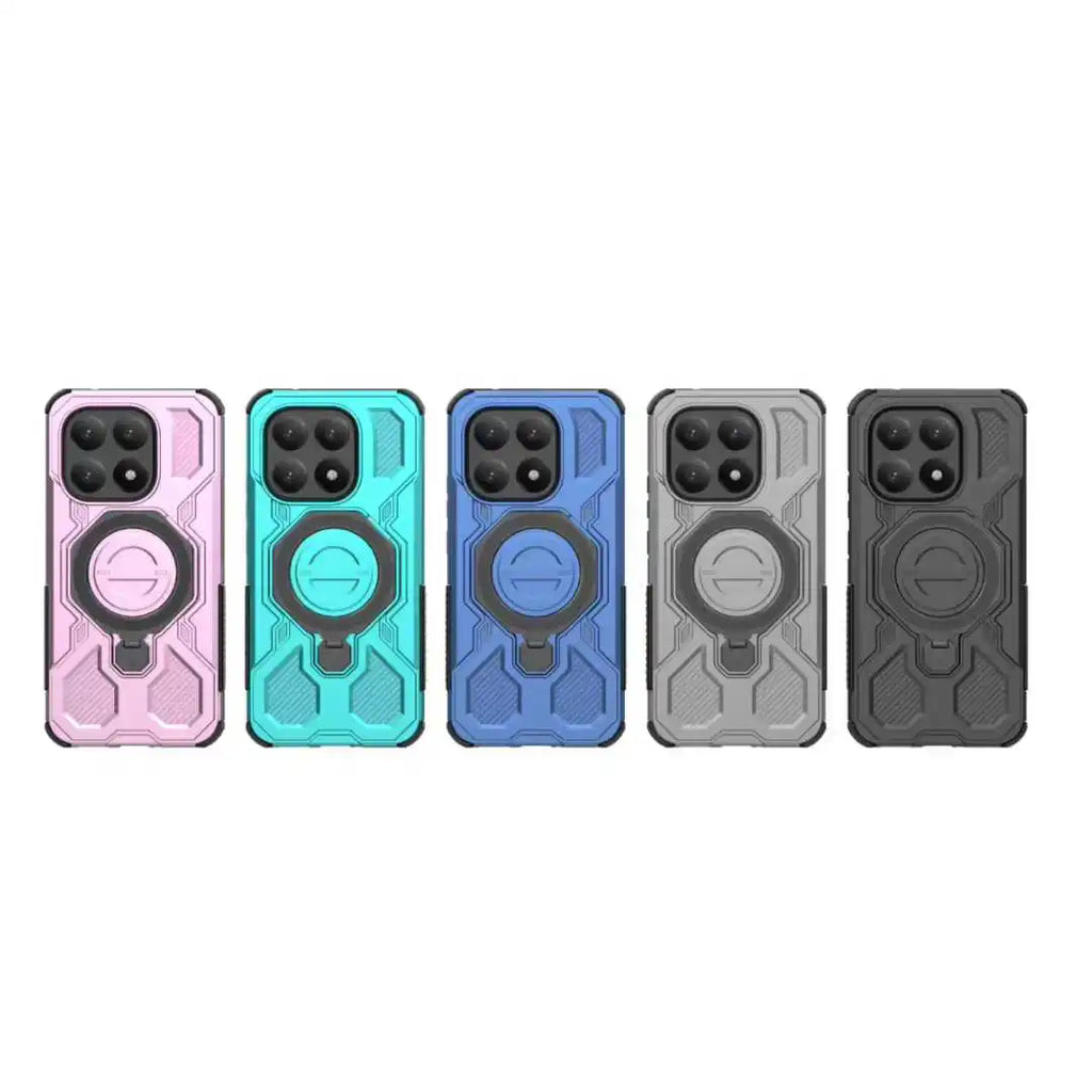 Rugged Armor Protect Ring Stand Cover For Xiaomi 15T Pro 17 Pro Max Redmi Note 15 Pro Plus 15 15C Wireless Charging Phone Case