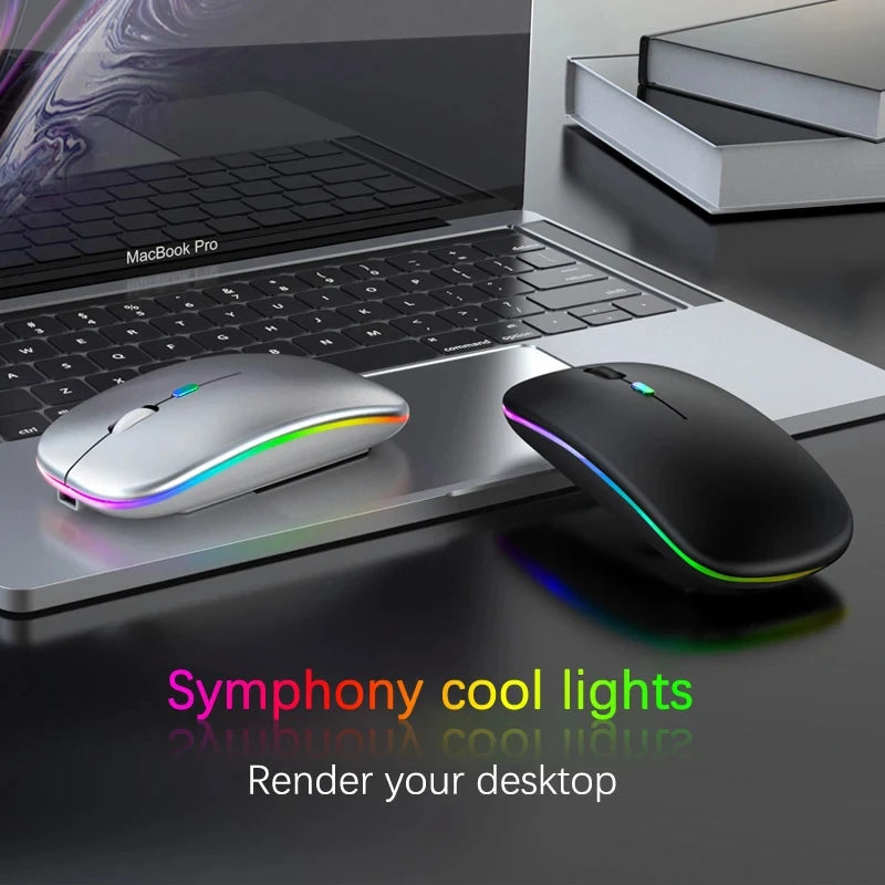 HOMEFISH PHONEPACE Dual Mode Wireless Mouse 2.4G Bluetooth Rechargeable Silent LED Backlit Optical Mice for PC Laptop