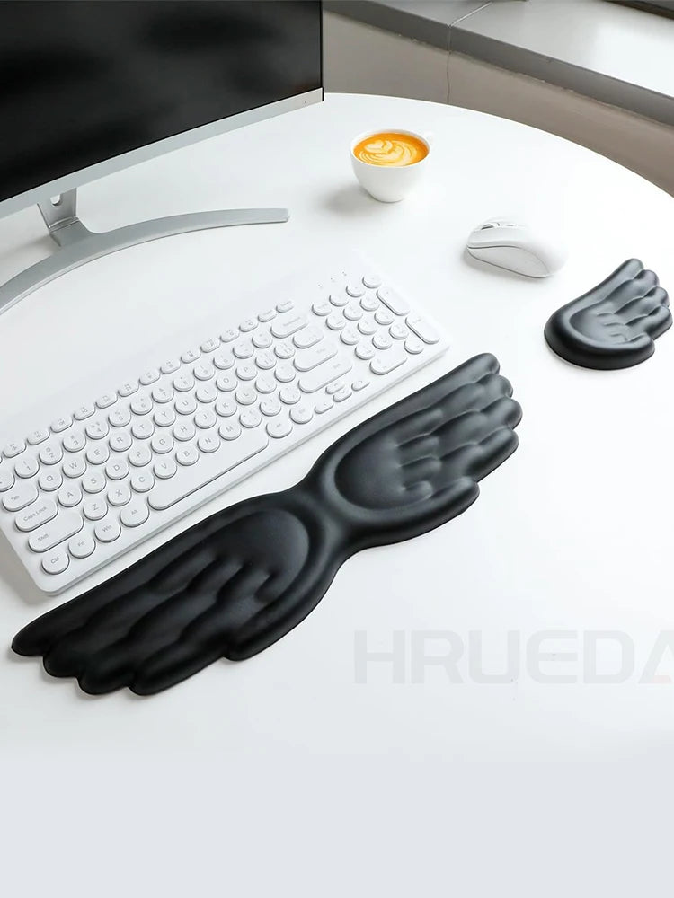 Mechanical Keyboard Mouse Wrist Rest Computer Keyboard Laptop Angel Wing Memory Foam Mouse Cushion Support Pad Wrist Support