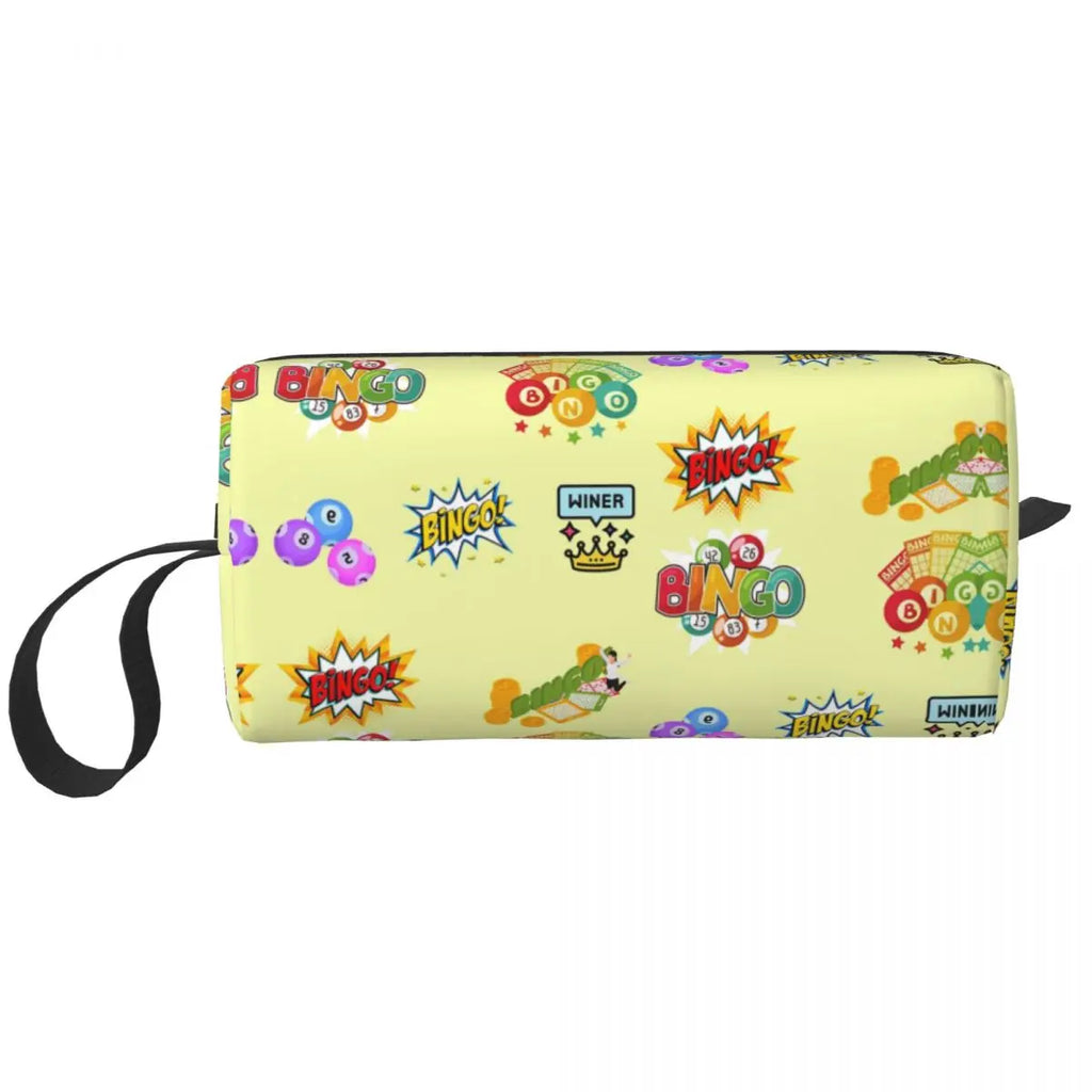 Custom Travel Bingo Balls Toiletry Bag Kawaii Paper Game Makeup Cosmetic Organizer Women Beauty Storage Dopp Kit Box