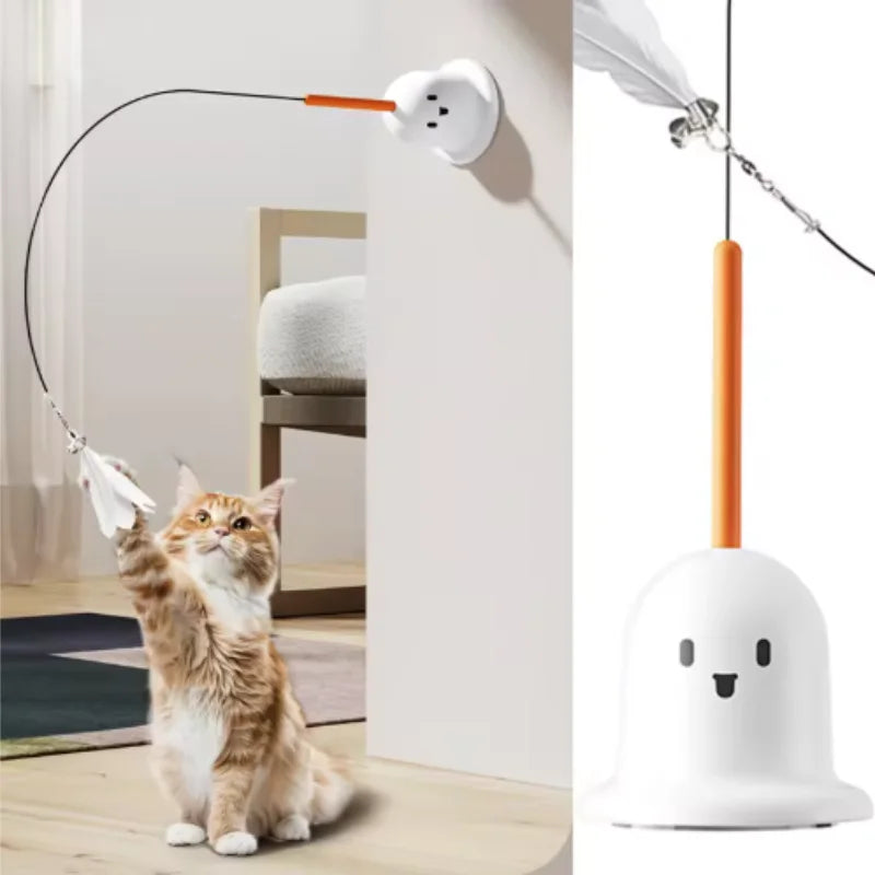 New cat funny cat stick steel wire long pole feather cute cat toy kitten fishing rotating self-pleasure relief pet toy
