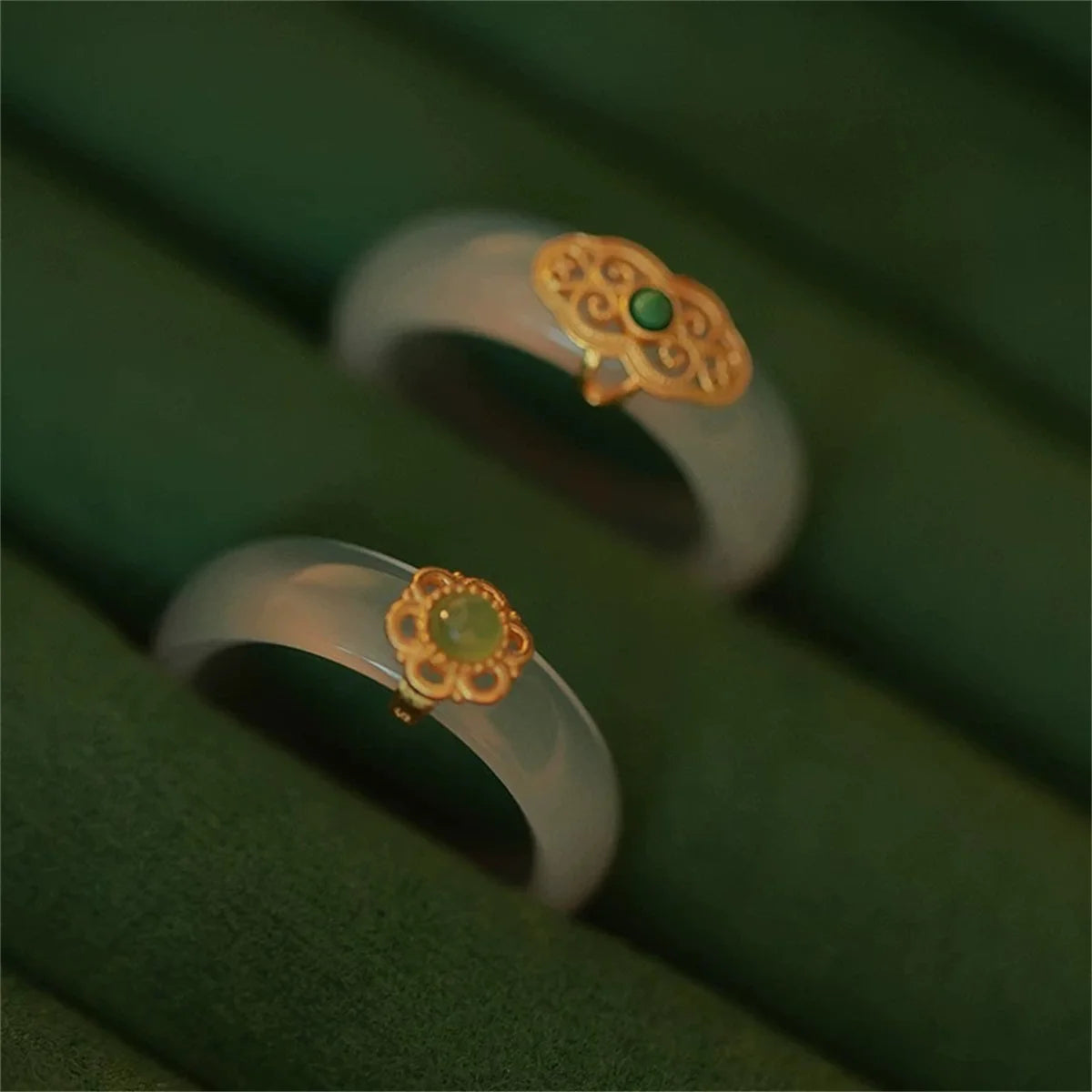 Chinese Retro Imitation Jade Ring Fashion Elegant Delicate Temperament Jewellery Charm Hanfu Matching Hand Ornaments Daily Rings