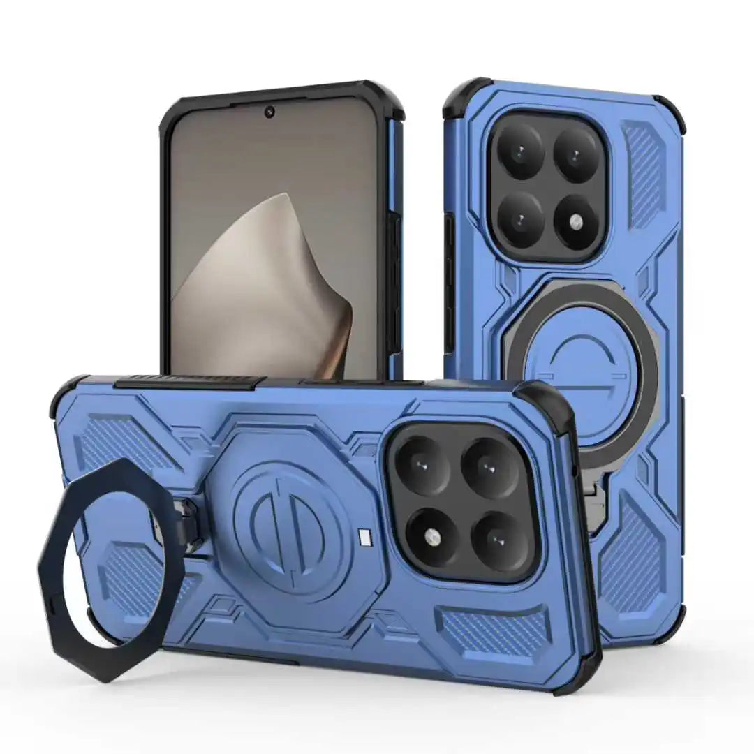 Rugged Armor Protect Ring Stand Cover For Xiaomi 15T Pro 17 Pro Max Redmi Note 15 Pro Plus 15 15C Wireless Charging Phone Case