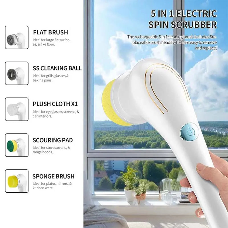 Cepillo eléctrico recargable por Usb para lavar platos, limpiador de fregadero, baño y bañera, depurador giratorio