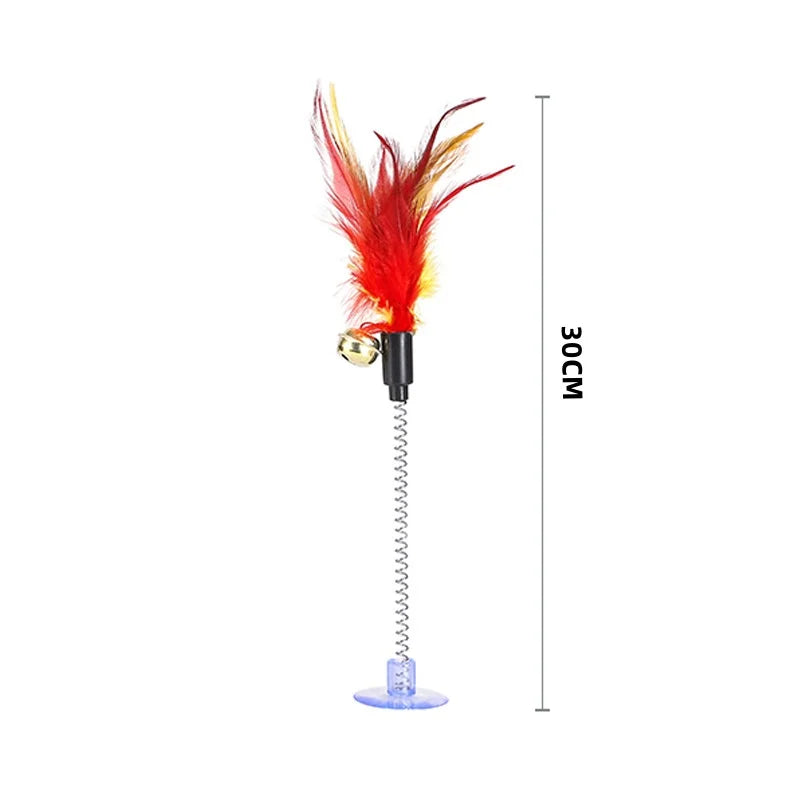 New cat funny cat stick steel wire long pole feather cute cat toy kitten fishing rotating self-pleasure relief pet toy
