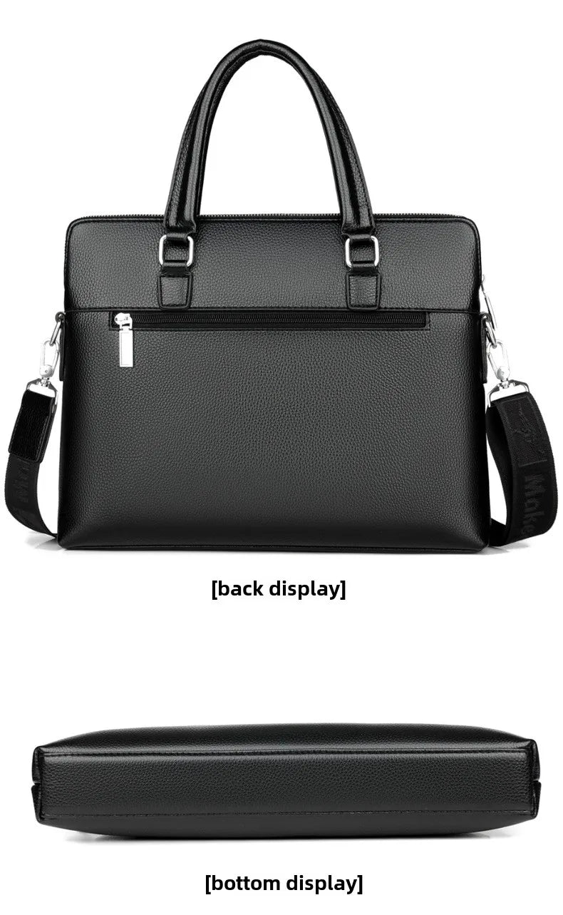 2025 New Shoulder Bag Crossbody Bag Men's PU Leather Horizontal Style Men's Backpack Business Document Leather Bag Briefcase
