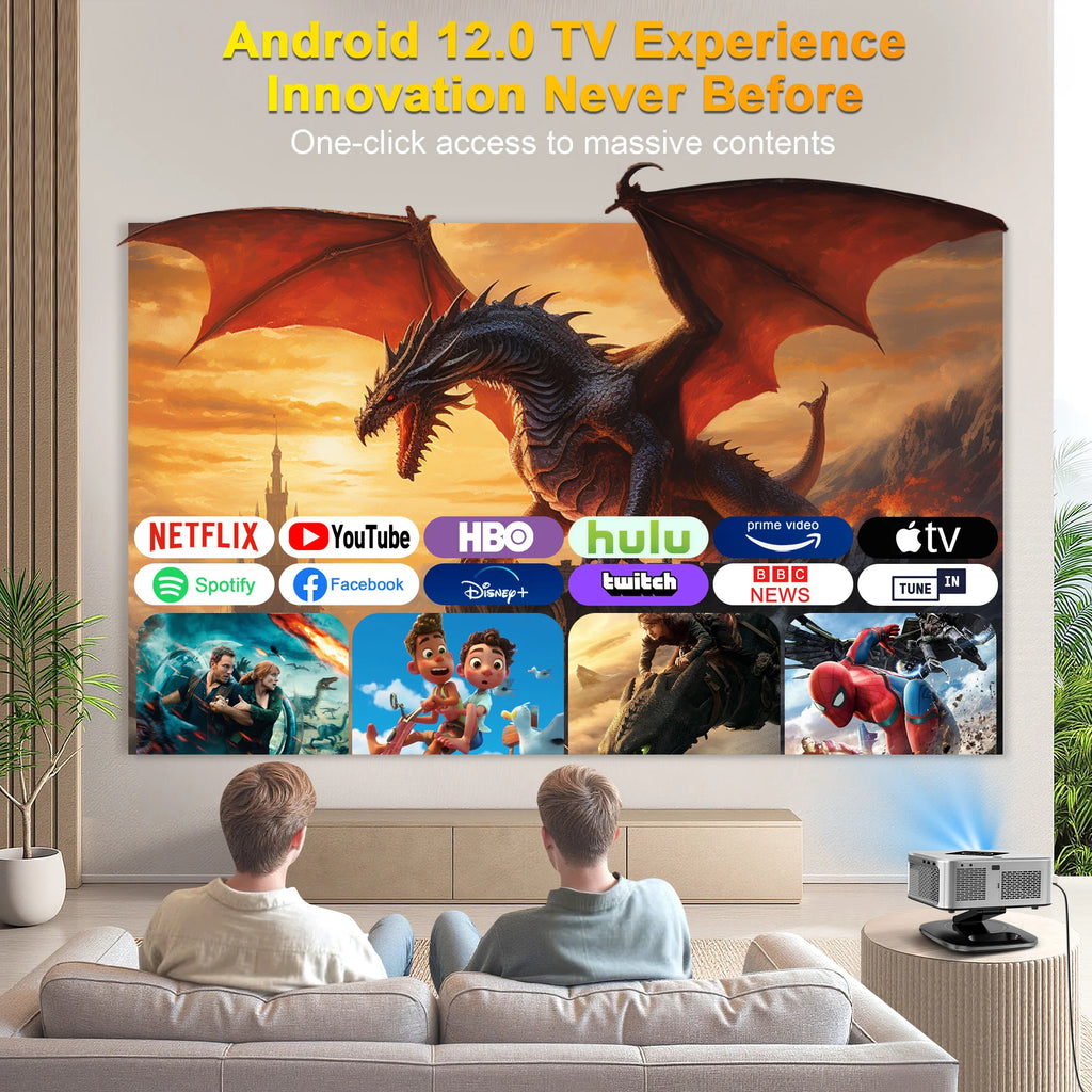 HORLAT 40000Lumens LCD Projector 3D Cinema LED Beamer Full HD 1080P 4K Video Auto Focus Keystone Home Theater 5G WiFi Proyector
