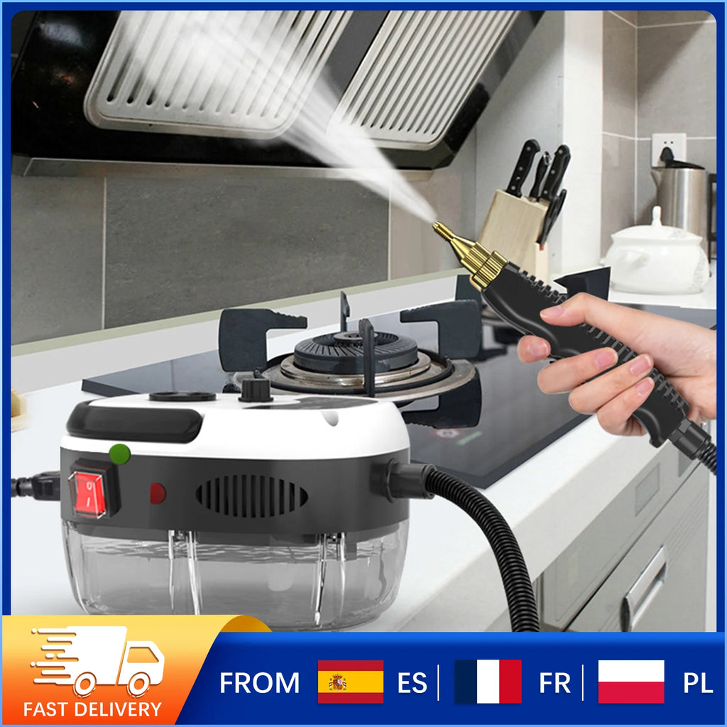 2500W Steam Cleaner High Pressure＆Temperature 105°C 3BAR Fast Heating 6-Speed 900ml Tank for Home/Kitchen/Bathroom/Car Cleaning