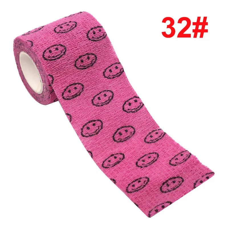 2.5cm/5cm Animal Printed Self Adhesive Elastic Bandage 4.5m Sports Wrap Tape for Tattooing Finger Joint Knee First Aid Kit Pet