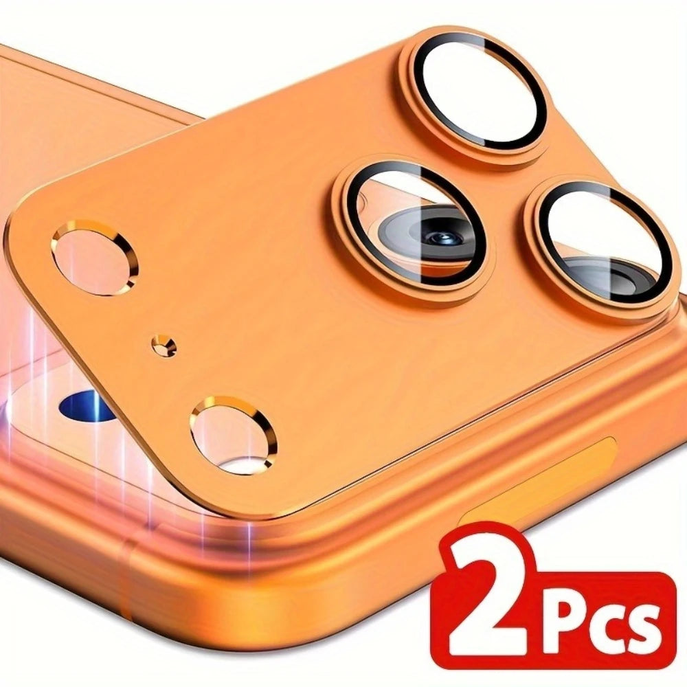 NNBILI 2pcs For iPhone 17 Pro 17 Pro Max Camera Lens Protector Bubble-Free Anti-fall Scratch-Resistant Easy Installation Orange