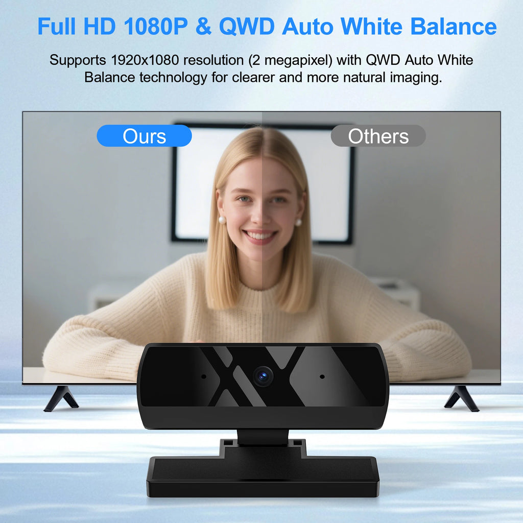 Cámara Web HD 1080P con micrófono, cámara web USB con enfoque automático, cámara para PC y portátil para transmisión en vivo/videollamadas/conferencia Plug and Play