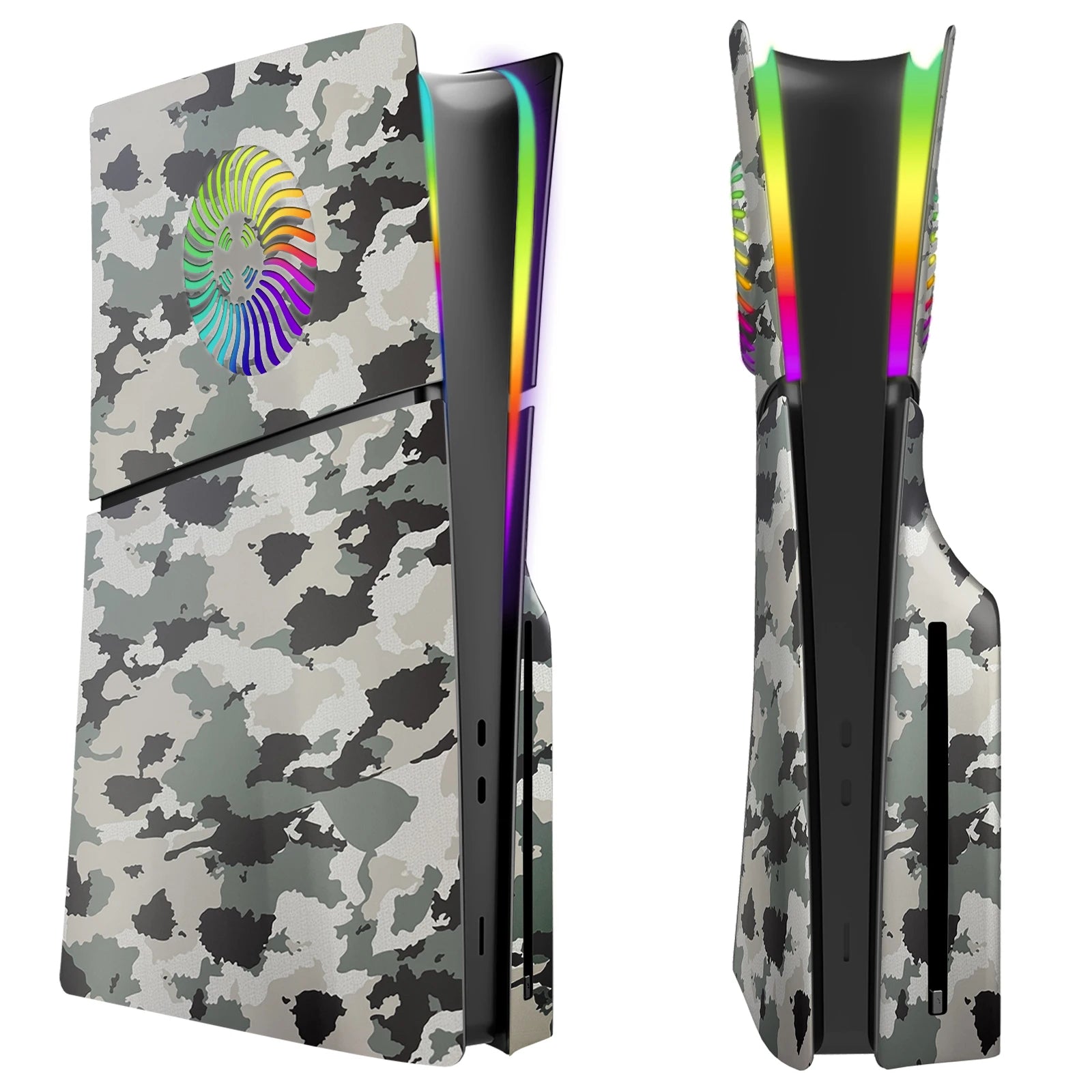 Faceplate with RGB Light Strip for PS5 Slim Cooling Vents LED Light Ring Console Cover for PS5 Slim Disc Edition Decoration Kit