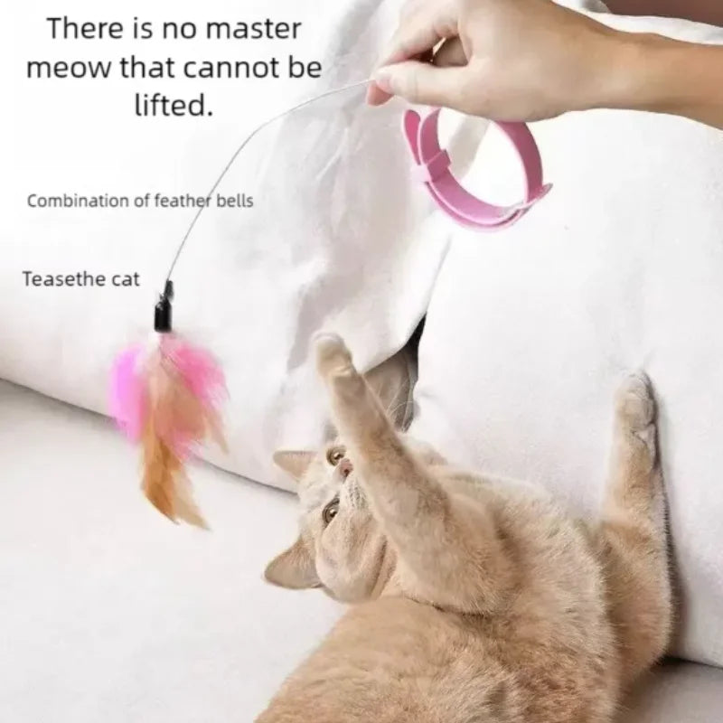 New cat funny cat stick steel wire long pole feather cute cat toy kitten fishing rotating self-pleasure relief pet toy