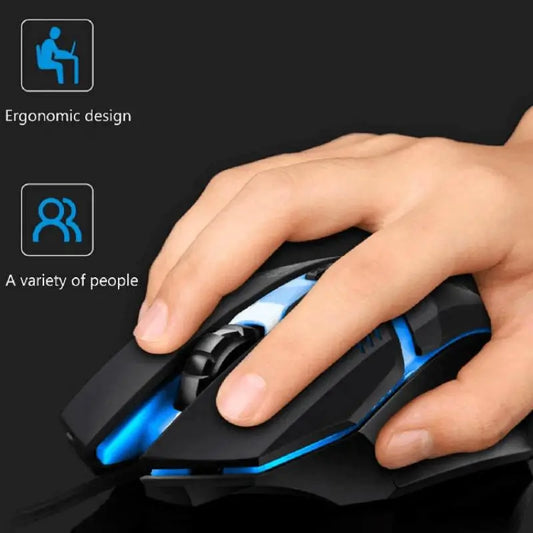 Mouse Gaming Ergonómico USB con Retroiluminación RGB – 4 Botones para PC y Laptop