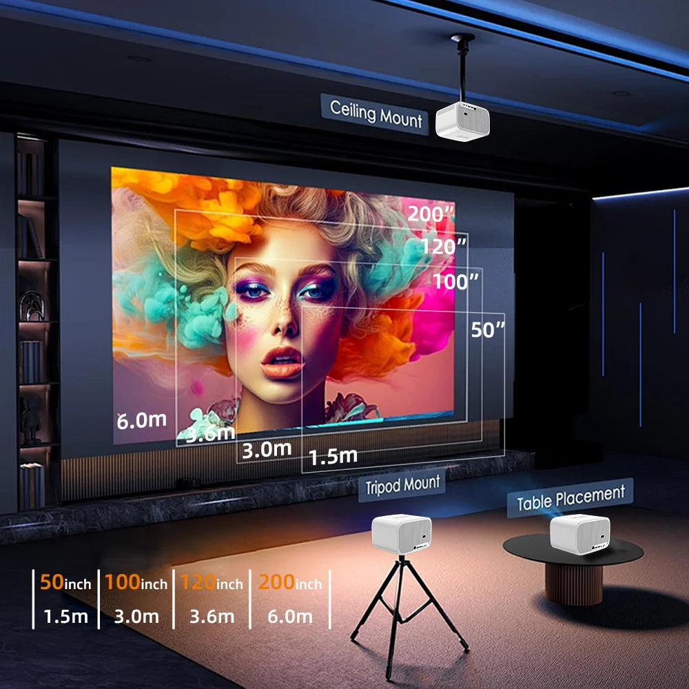 4K Mini Android Portable Projector H5 Pro Projectors HD 4k 1080p Home Theater Tv Android Proyector 4K Video Projecteur Projector