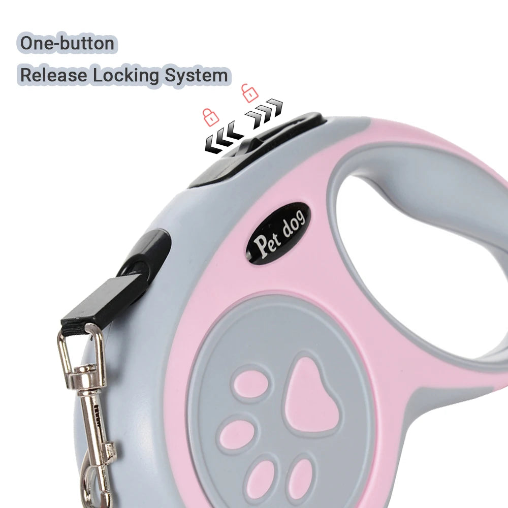 Retractable Dog Leash 3M/5M Pet Walking Lead One-Button Lock Non-Slip Handle for Small Dogs Cats Training Hiking Puppy Supplies