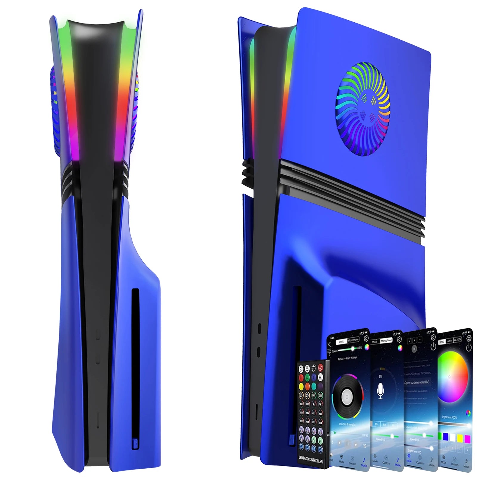 Anti-Scratch Dustproof Case Replacement with RGB Ring Cover Skin for PS5 Pro CD-ROM Plates for PlayStation 5 Pro 2024