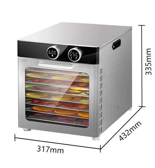 Smart Knob Food Dehydrator Multi-Function Pet Snacks & Beef Jerky Maker 8-Tray Fruit/Vegetable Dryer with Digital Timer BPA-Free