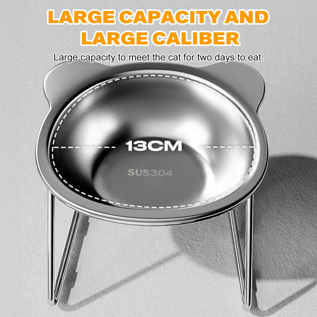 Stainless Steel Pet Bowl Slanted Anti Cervical Spondylosis for Cats and Dogs Dual Use Feeder