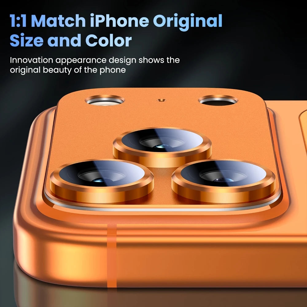 NNBILI 2pcs For iPhone 17 Pro 17 Pro Max Camera Lens Protector Bubble-Free Anti-fall Scratch-Resistant Easy Installation Orange