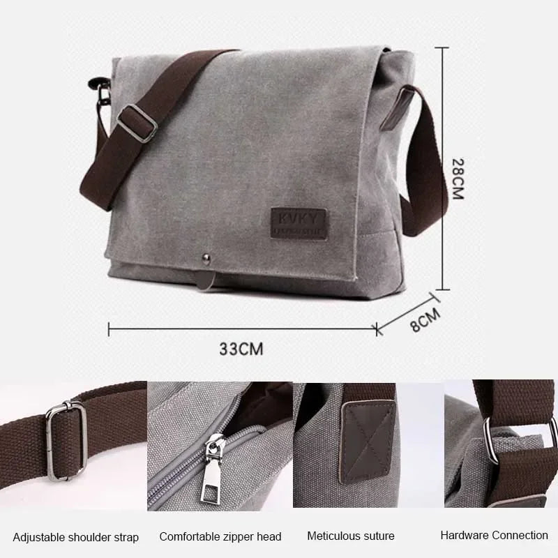 New Fashion Cross Body Bag New Men Canvas Crossbody Shoulder Messenger Bags Man Casual Solid Multi Function Portable Male Bag