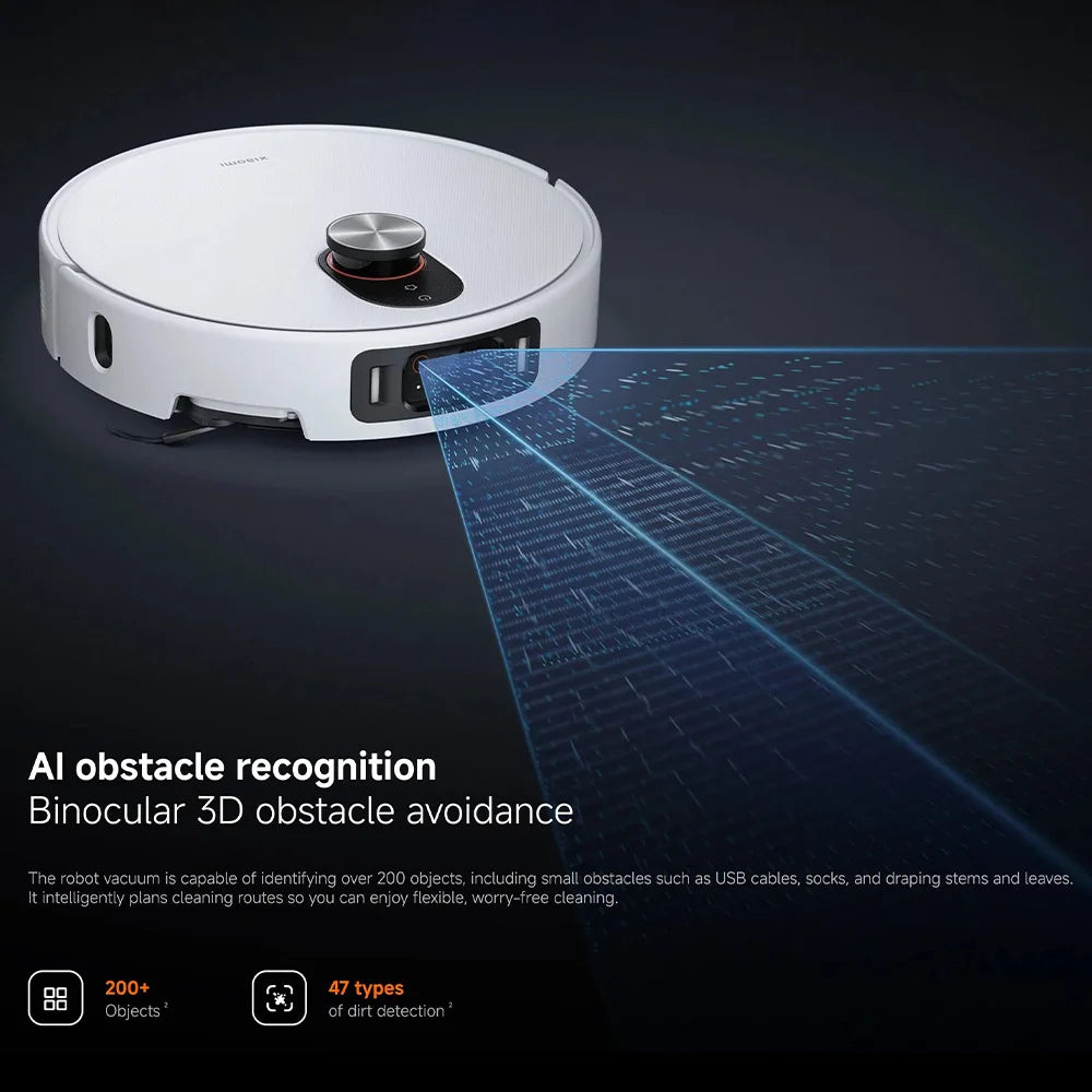 Global version Xiaomi Robot Vacuum 5 Pro（X20+ upgrade）HD video one-way calls AI Three Camera identification 200 kinds of obstacle recognition Raise and lower LDS and clean deepinto low spaces 20000Pa strongest Xiaomi suct