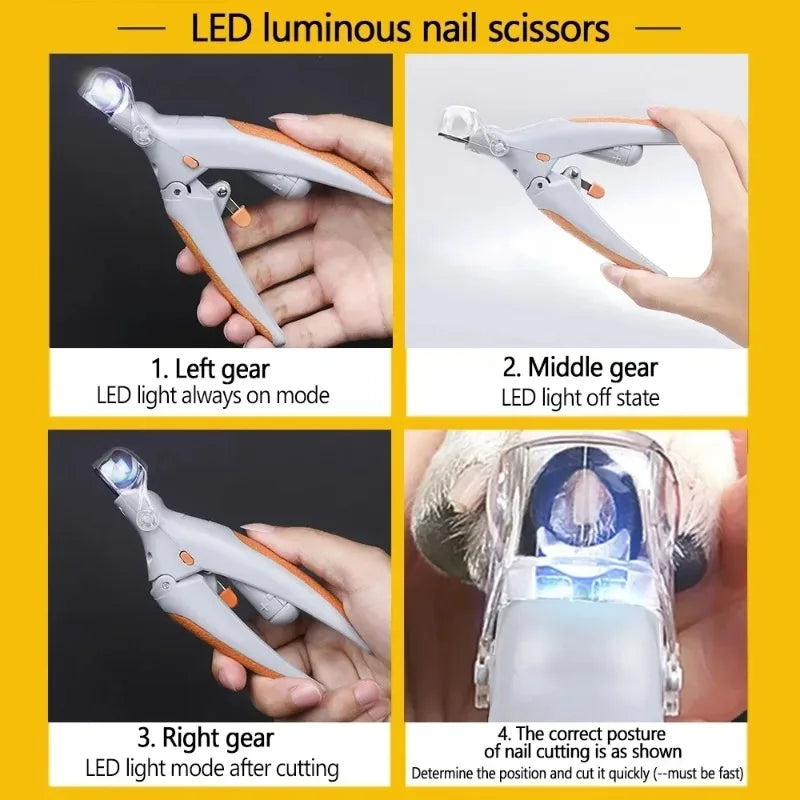 1 LED Pet Nail Clipper with Light, Cat and Dog Cleaning Scissors Provide Simple and Safe Beauty Care for Dogs and Cat Claws