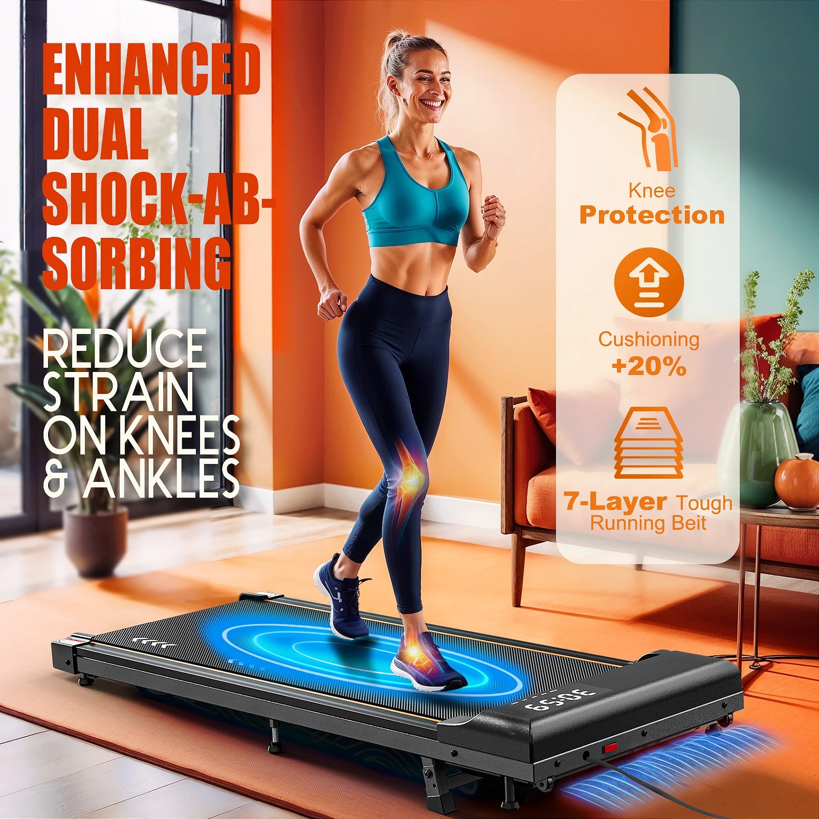 Mettlematic Tw1 Walking Pad – 2.25Hp Treadmill for Home, 100kg Load, 1–6 Km/H Speed, Incline, 7-Layer Running Belt