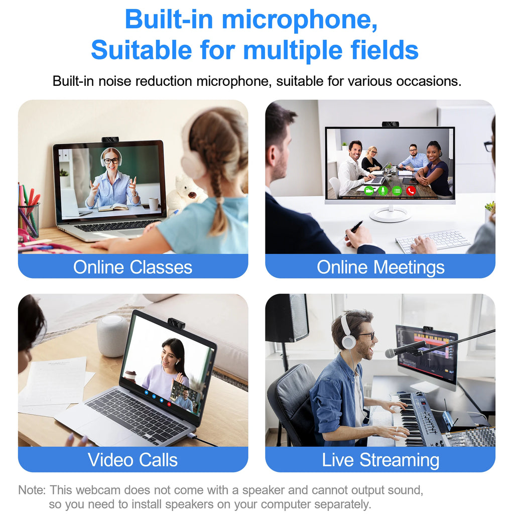 Cámara Web HD 1080P con micrófono, cámara web USB con enfoque automático, cámara para PC y portátil para transmisión en vivo/videollamadas/conferencia Plug and Play