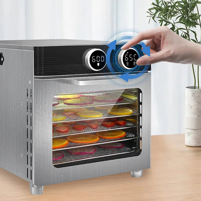 Smart Knob Food Dehydrator Multi-Function Pet Snacks & Beef Jerky Maker 8-Tray Fruit/Vegetable Dryer with Digital Timer BPA-Free