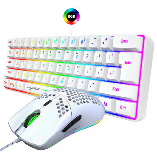 Combo Teclado y Mouse Gaming HXSJ - 61 Teclas RGB, Mouse 6400 DPI y Cable USB
