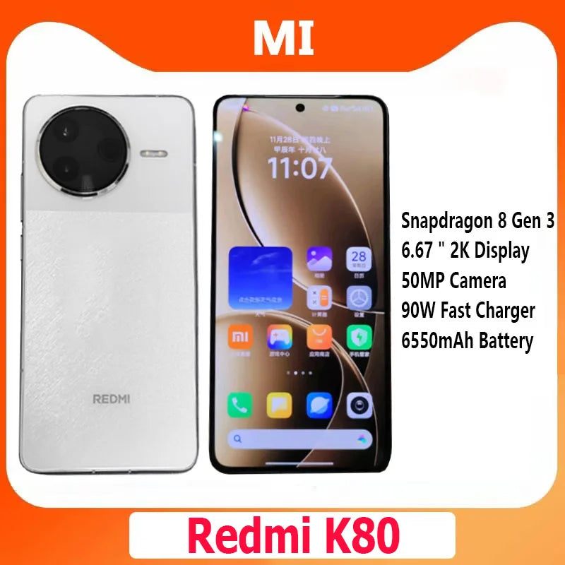 Xiaomi Redmi K80 5G CN Version Snapdragon 8 Gen 3 6.67' 2K Display 6550mAh Battery 50MP Camera 90W Mobile Phone