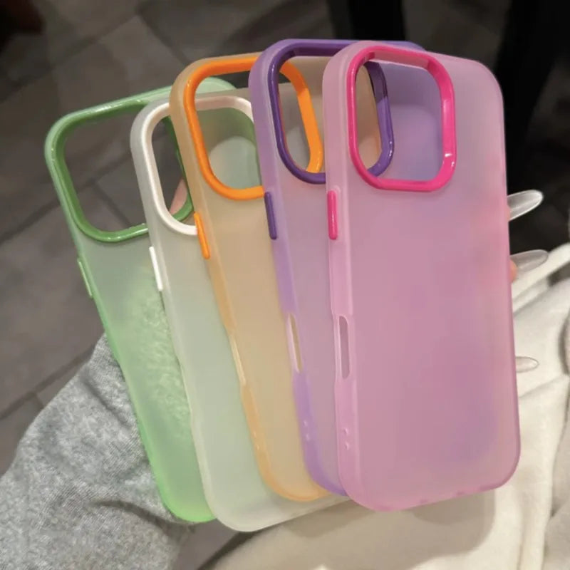 Translucent Bright Color Phone Case For iPhone 16 15 14 Plus 13 12 11 Pro Max Clear Matte Soft Silicone Shockproof Rubber Cover