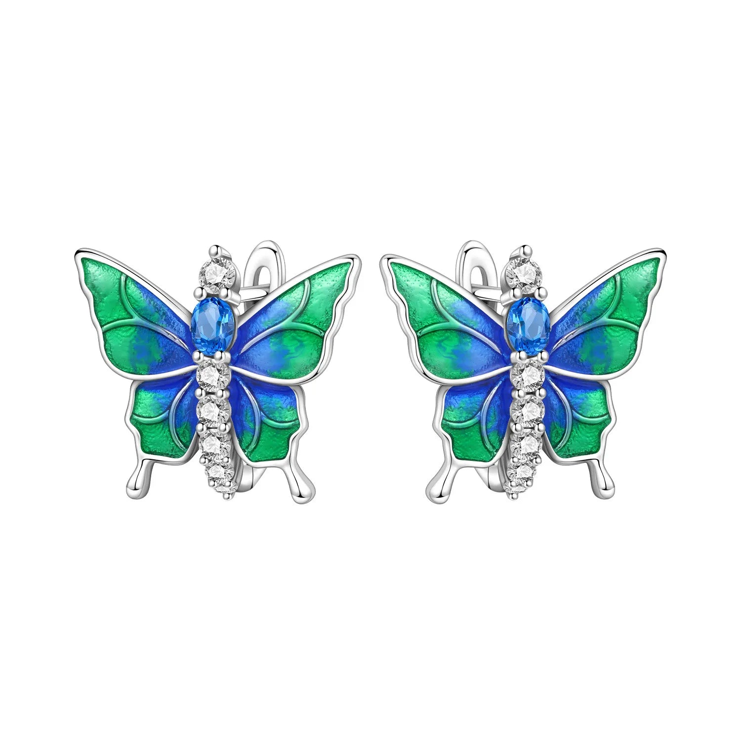 Cycuff Original 925 Sterling Silver Blue Green Chameleon Earrings Women Hoop Earring Anniversary Jewelry Trendy Gifts