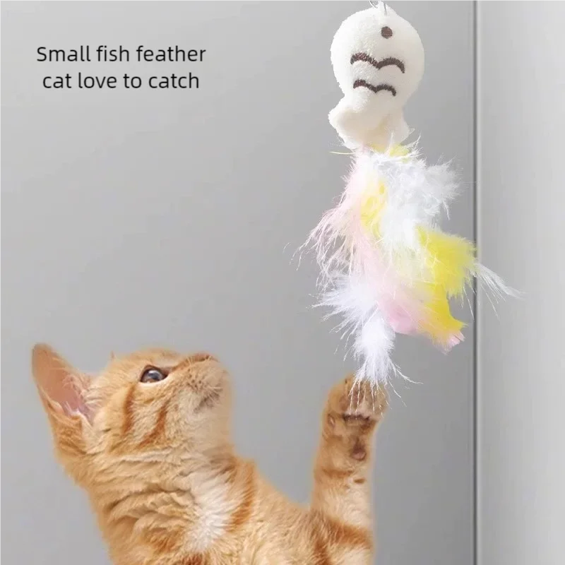 New cat funny cat stick steel wire long pole feather cute cat toy kitten fishing rotating self-pleasure relief pet toy